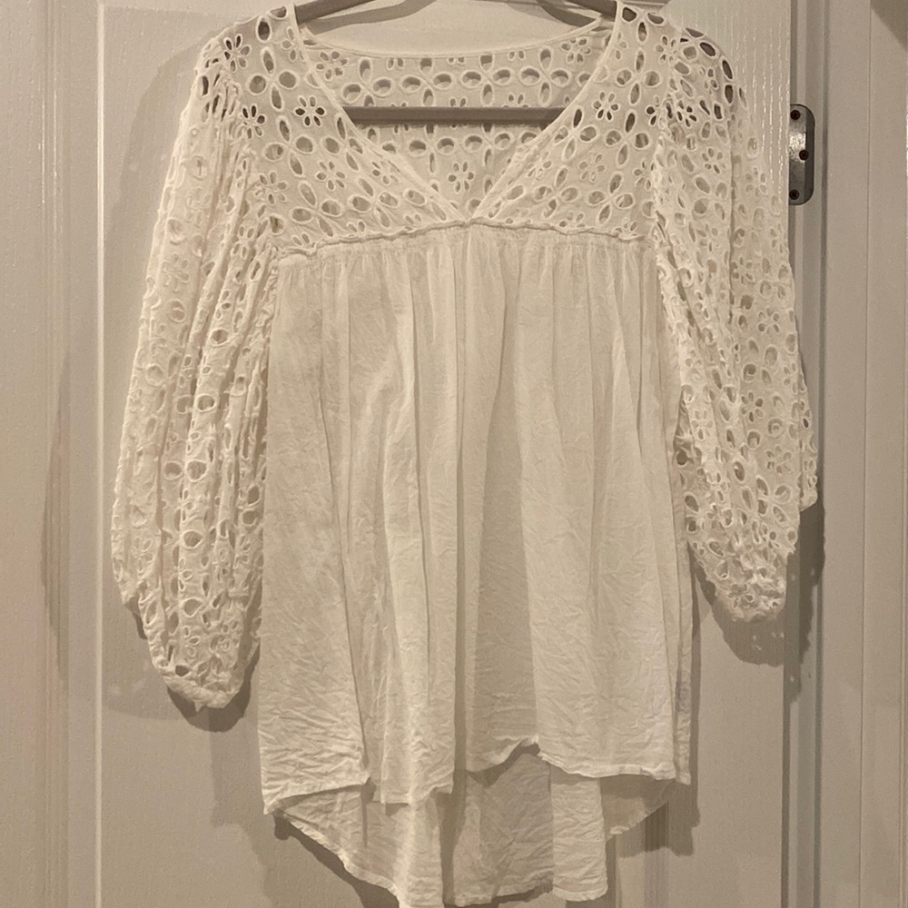 Size Small, white eyelet shirt